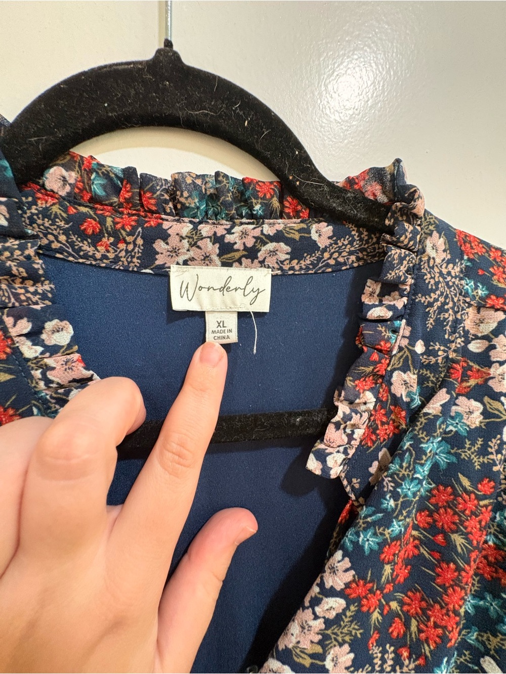 Wonderly Navy Floral Maxi Dress with Red & Cream Accents - Picture 3 of 5